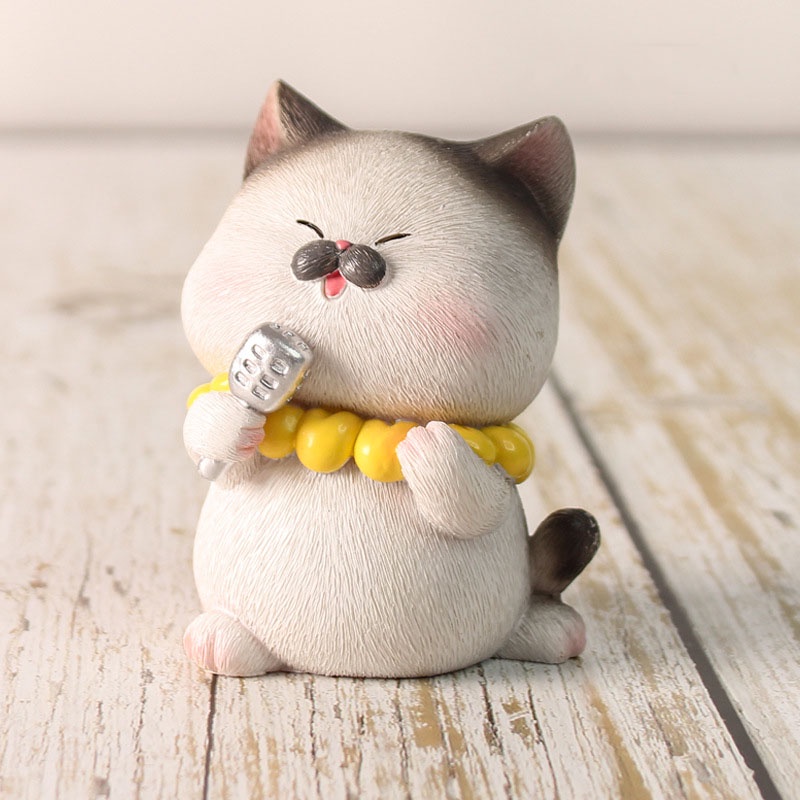 Set mô hình 6 chú mèo ban nhạc nhiều kiểu dáng chất liệu PVC biểu cảm đáng yêu, trang trí nhà cửa, quà tặng-Ráp