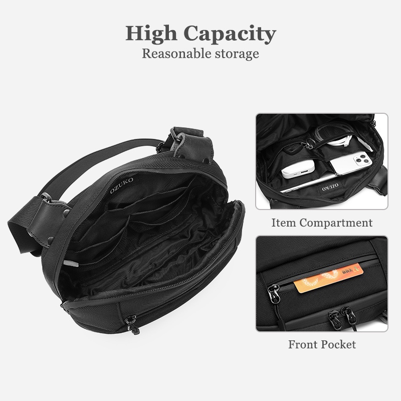Túi xách messenger OZUKO đeo chéo vai bằng vải Oxford chống nước thời trang Hàn Quốc cho nam