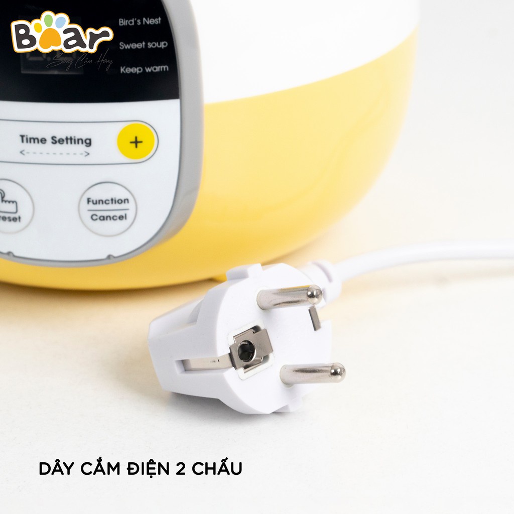 Nồi Nấu Cháo Chậm, Ninh Hầm Chưng Hấp Cách Thủy Bear 1.6L 0.8L Bản Quốc Tế Cho Bé Ăn Dặm