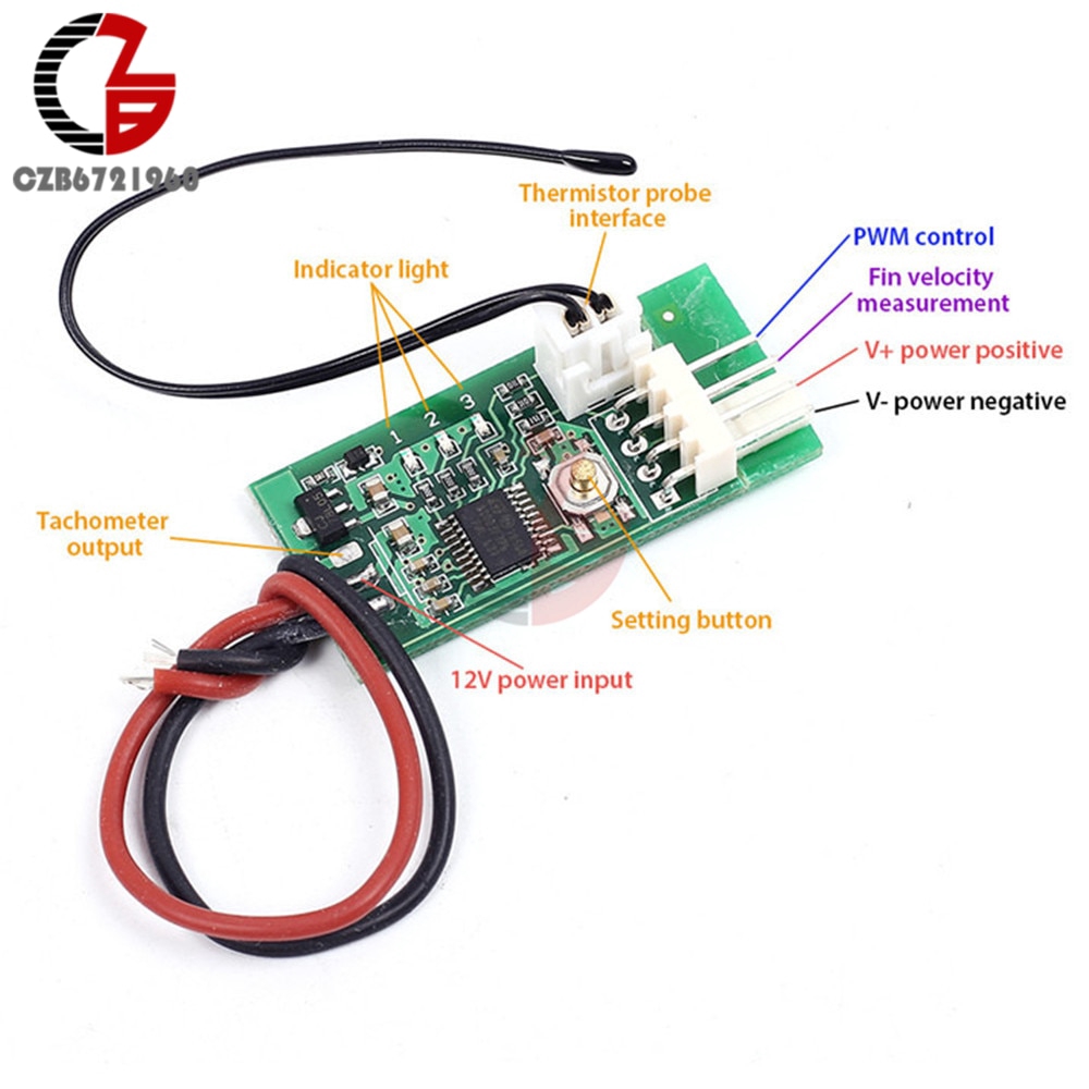 PWM DC Motor Speed Controller 12V CPU Fan Temperature Speed Control Switch 4 Wire Thermostat Thermal Control Meter Detector | BigBuy360 - bigbuy360.vn