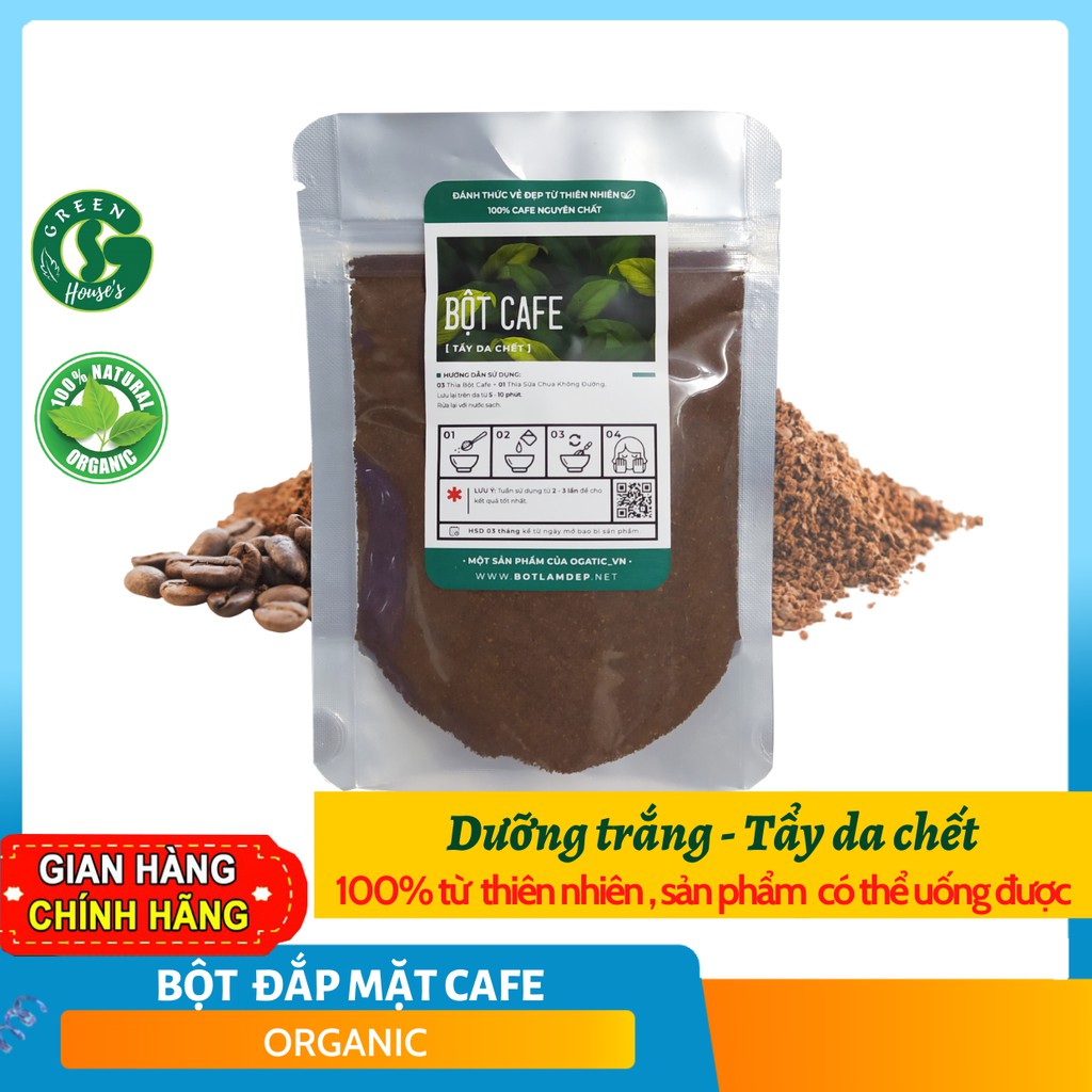 Bột cà phê nguyên chất đắp mặt - tẩy da chết, dưỡng trắng da Handmade- B1.008