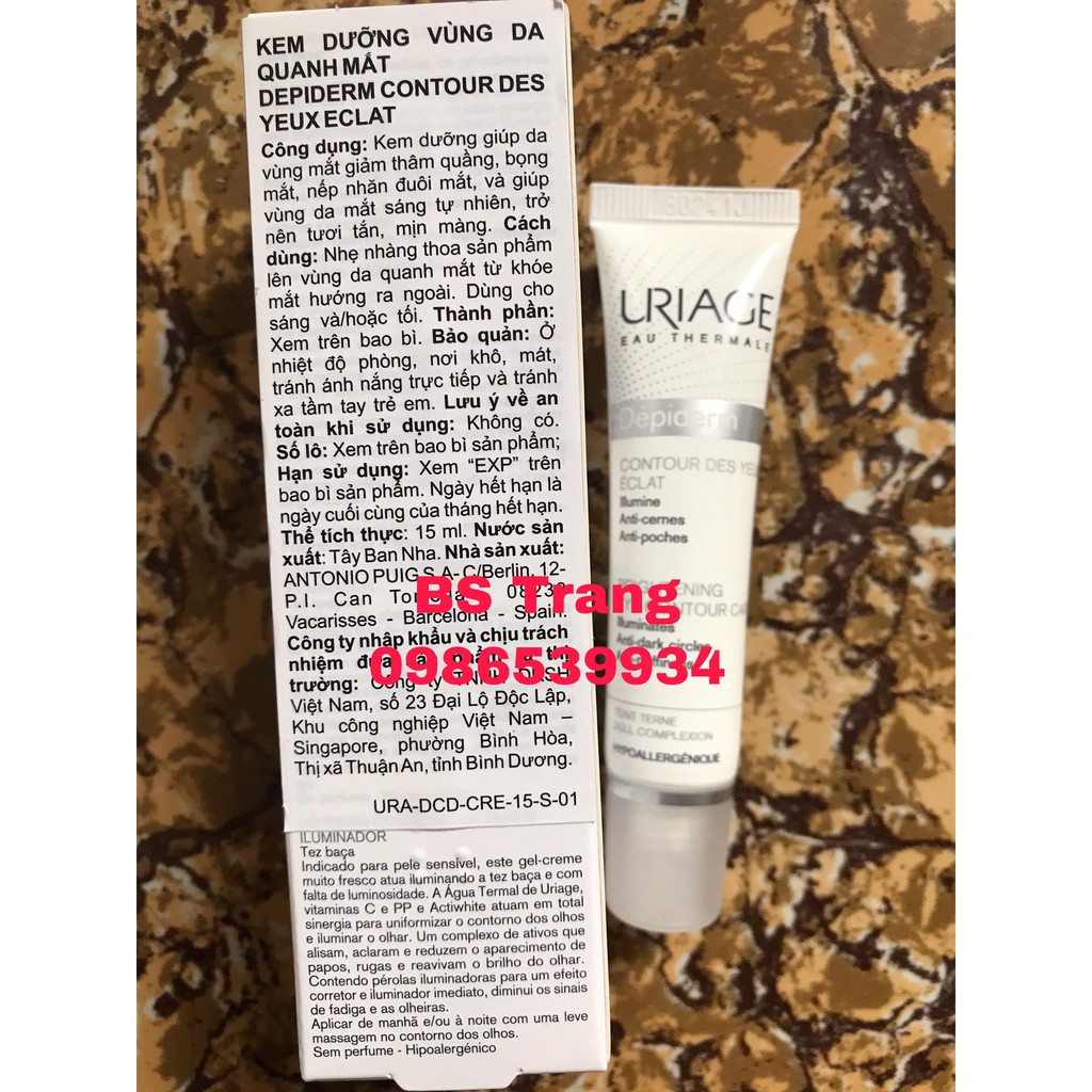 Kem dưỡng giảm thâm quầng mắt giảm bọng mắt Uriage Depiderm White Contour Des Yeux Eclaircissant | BigBuy360 - bigbuy360.vn