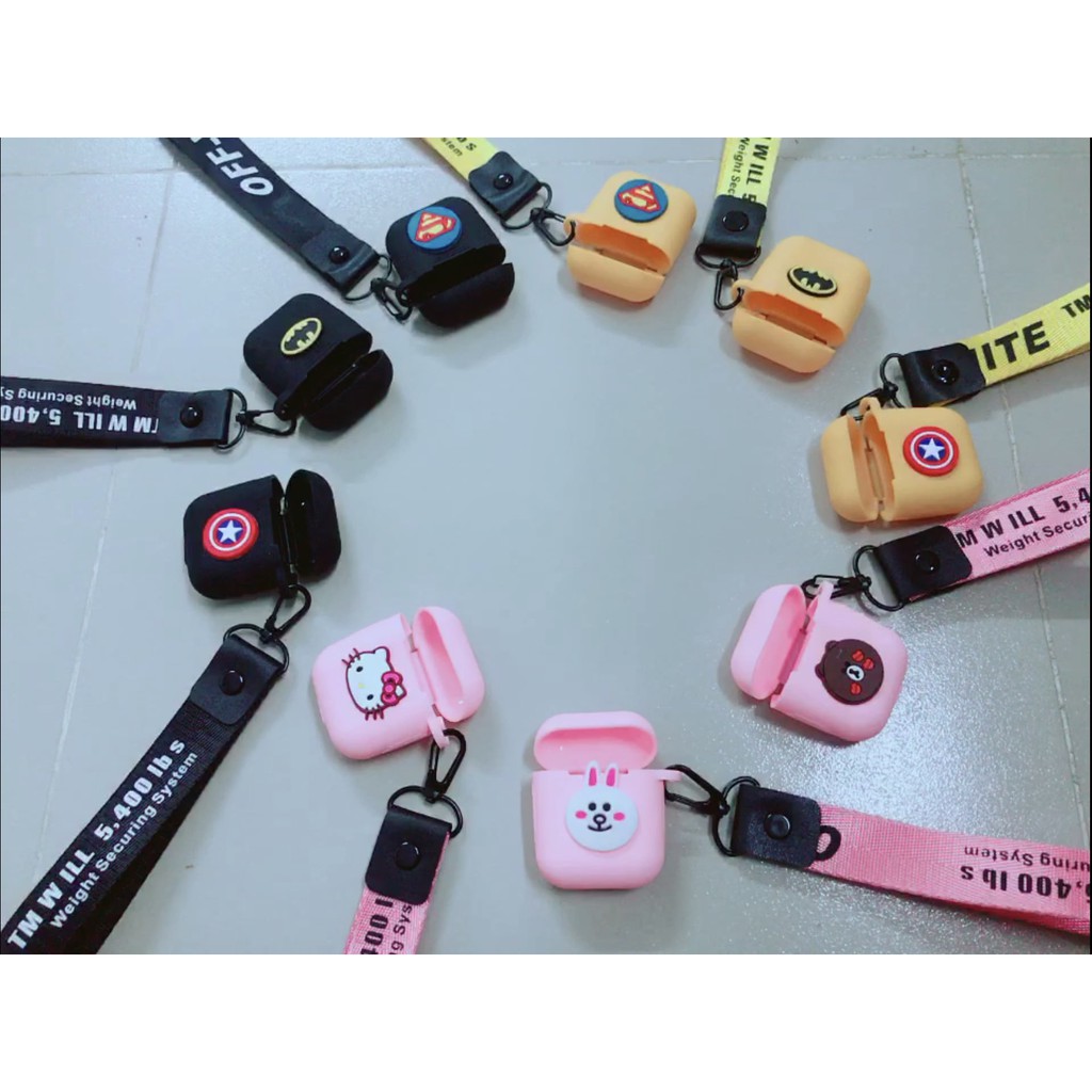 [Freeship 50k][FSS11NOV hoàn 20.000 xu] Ốp case Bao bảo vệ Airpods logo Marvel [Tặng kèm dây đeo]