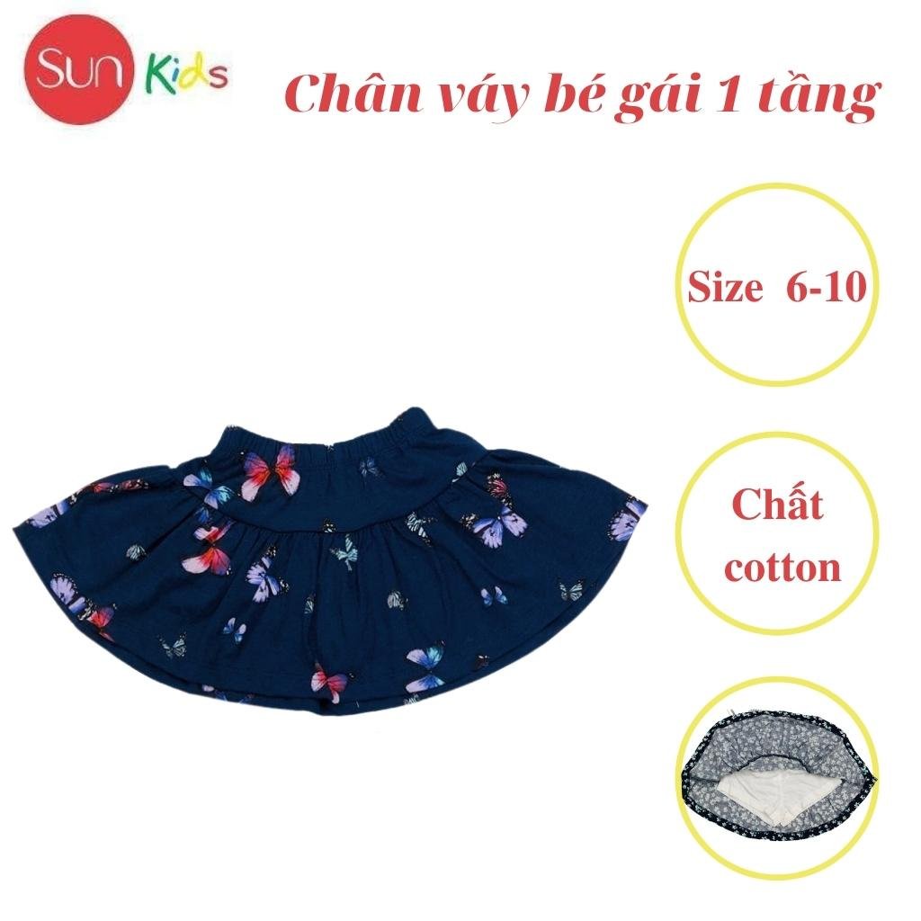 Chân váy cho bé, đầm bé gái 1 tầng, chất cotton, có quần đùi trong, size 6-10 - SUNKIDS