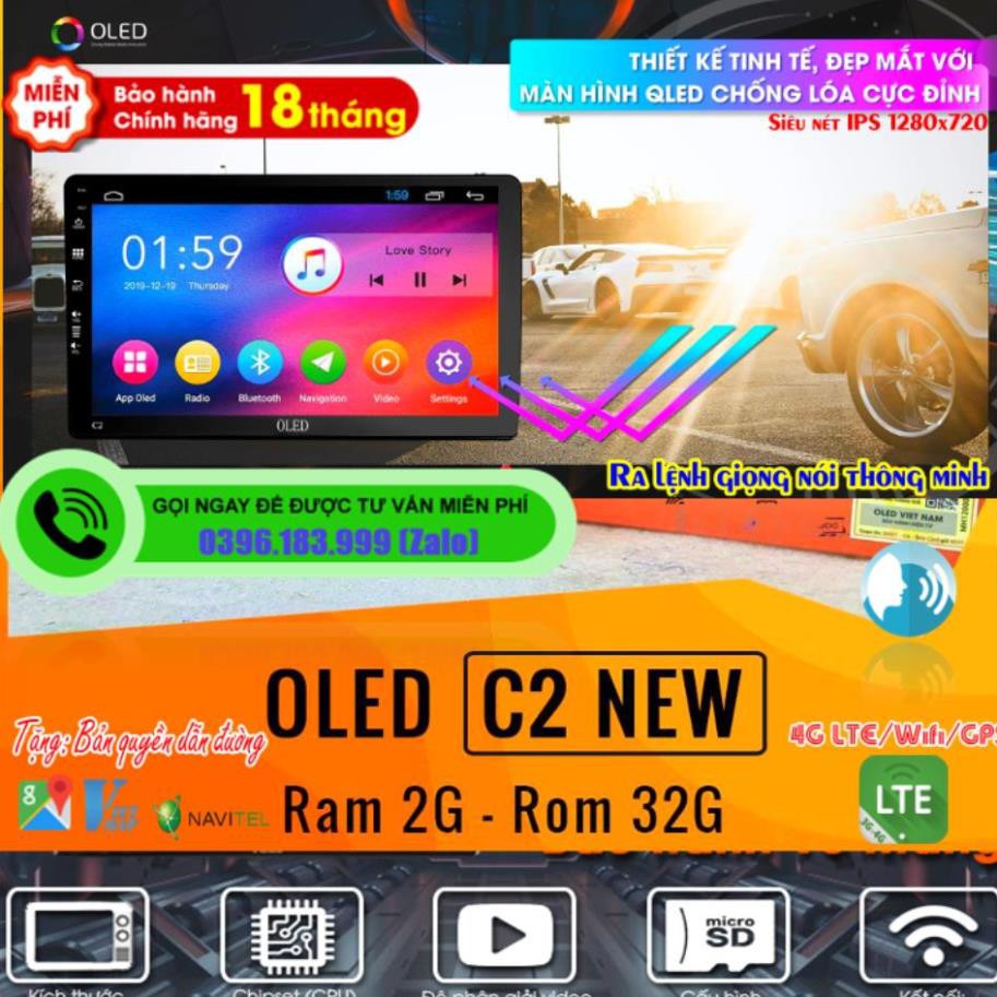 Màn hình android OLED c2 New theo xe Kia Carens 2007   2014, kèm dưỡng và jack zin