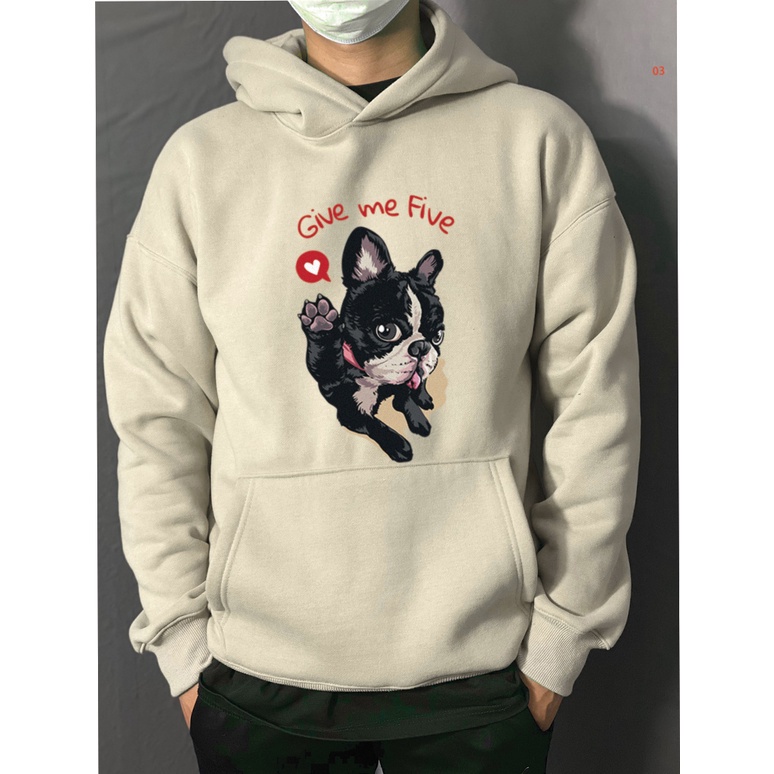 Áo Hoodie Unisex đôi form rộng nam nữ Give Me Five vải Nỉ Bông -TDA03