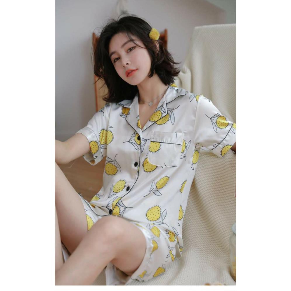 Bộ ngủ lụa Pijama hoạ tiết Mẫu 7