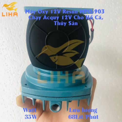Máy Oxy 12V Resun MPQ-903 (35W-68Lít/Phút) - Máy Oxi Chạy Acquy 12V Cho Hồ Cá, Thủy Sản