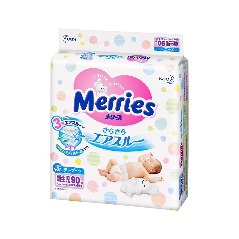 Bỉm - Tã dán Merries size NB - 90 miếng