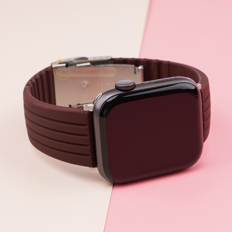 Dây Silicone Thay Thế 44mm 42mm 40mm 38/41 Cao Su Cho Đồng Hồ Apple Watch 6 SE 5 4 7 45mm