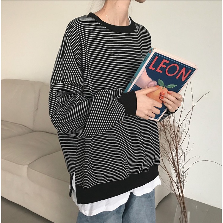 SUXI  Áo Thun Nữ Dài Tay Cổ Tròn Thời Trang Hàn Quốc