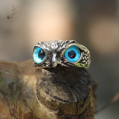 Nhẫn Nam Titan Không Gỉ Eagle Ring Mắt Cú Mèo Camcamvintage Freesize Màu Bạc Thời Trang - Eagle Ring Nam Nữ Đẹp