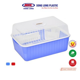 Giá úp bát đĩa đa năng Song Long Plastic có nắp đậy - 2166