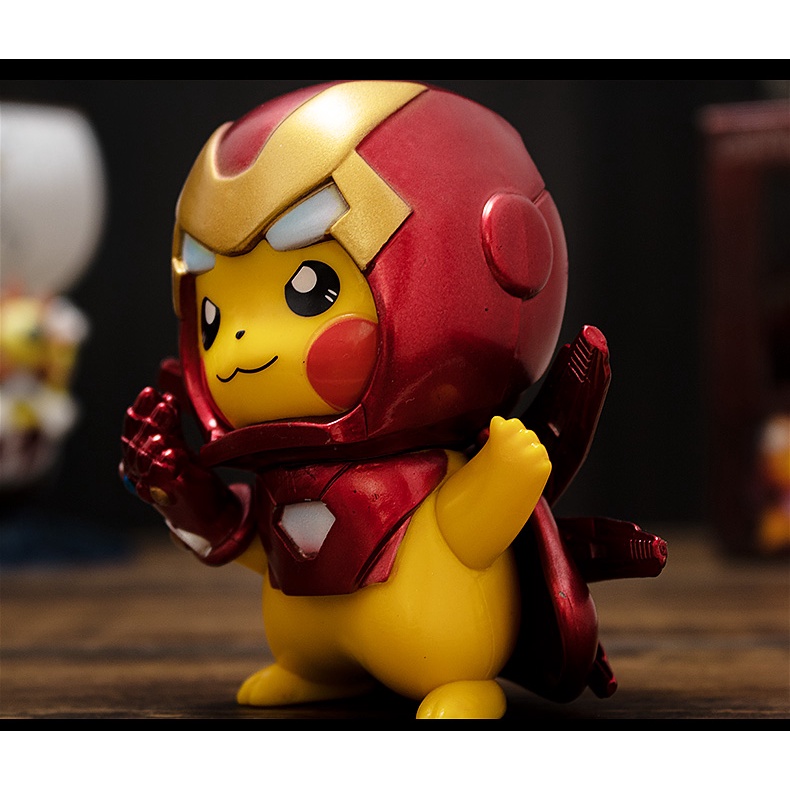 Mô hình búp bê trang trí xe hơi Pikachu COS Avengers Iron Man Marvel Hand-made Pokémon