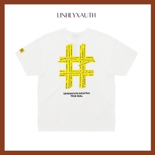 (HÀNG CHÍNH HÃNG) Áo Thun - BEENTRILL - TAPING HASHTAG Short Sleeve T-shirt / White LinhLyxAuth