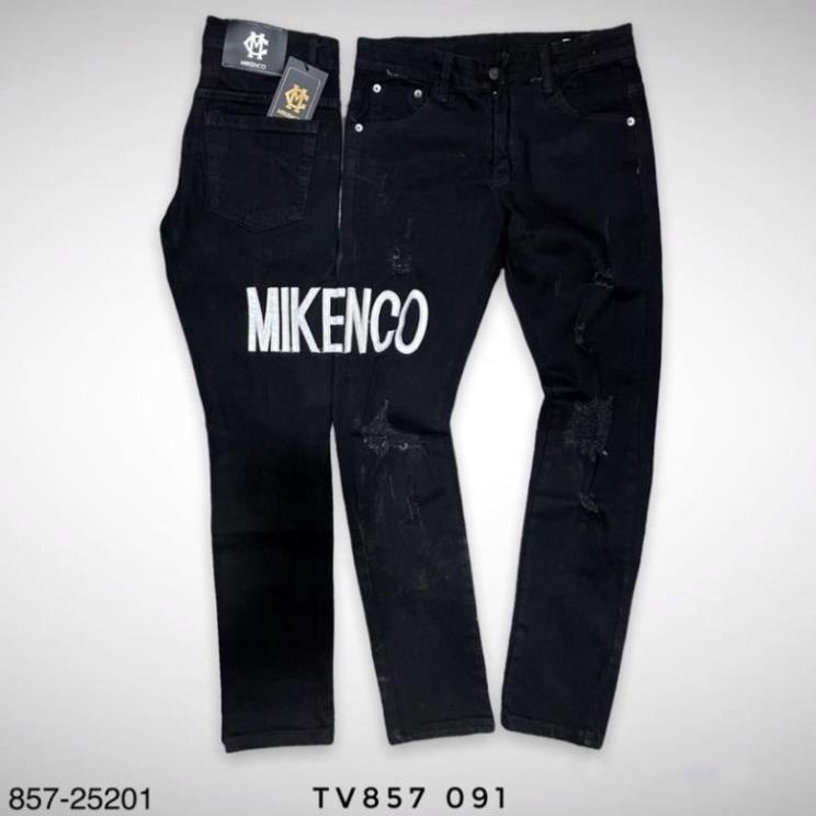 Quần Jean Nam Thêu Chữ MKC Trắng Cao Cấp - Quần Bò Nam Miken Rách Gối Siêu Hot