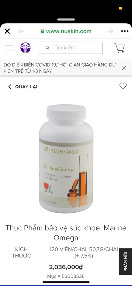 TPSK Marine Omega3 Nuskin - 120 viên Date Mới Nhất