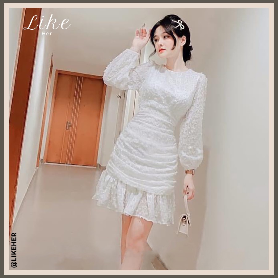 ĐẦM DỰ TIỆC SANG TRỌNG CHẤT LÔNG VŨ SIÊU SANG- LIKEHER