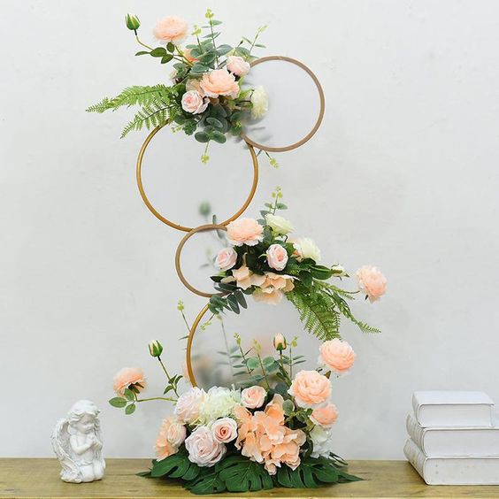 Vòng trang trí, vòng kim loại 10cm HOA GẠO GVT10 làm vòng hoa, dream catcher