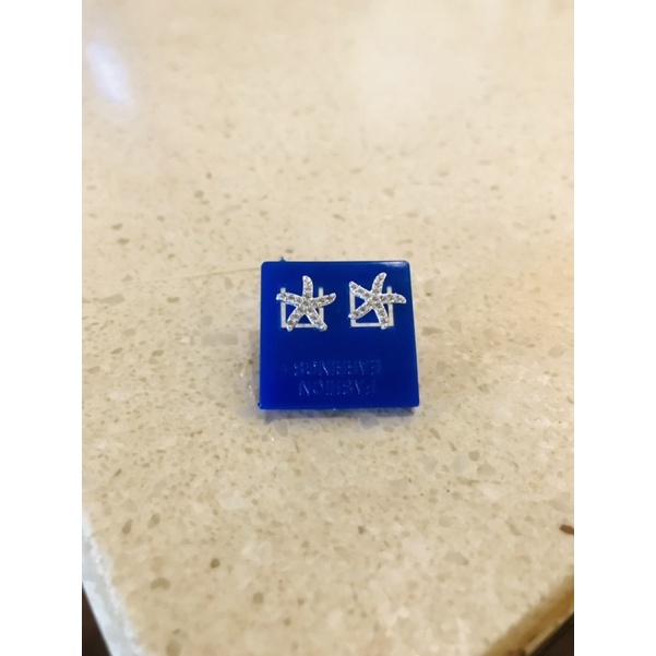 Bông tai nụ hình sao biển, bông tai nụ bạc , đính đá