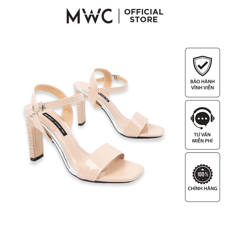 Giày MWC 4208 - Giày Sandal Cao Gót 9cm, Giày Cao Gót Đế Dẹp, Cao Gót Quai Ngang Trẻ Trung