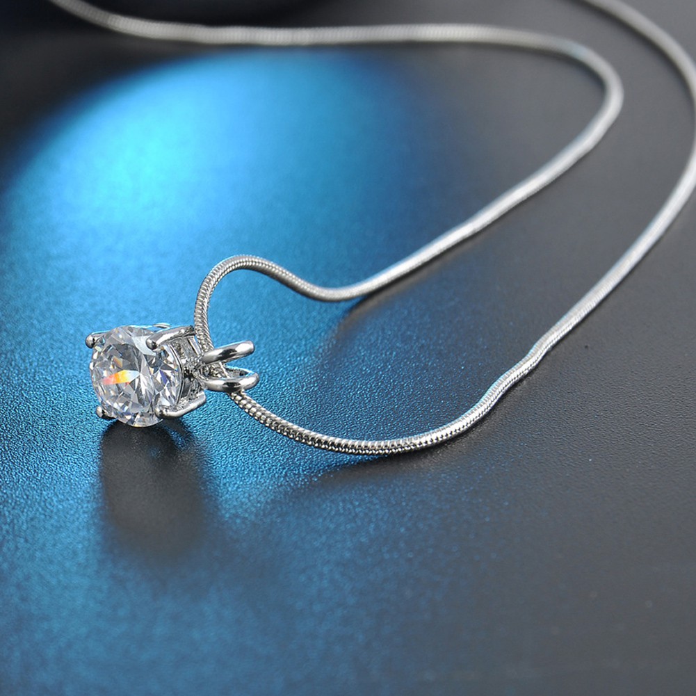 Dây chuyền mặt đính đá Zircon trong suốt kích thước to thời trang cho nữ