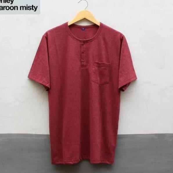 Mới Áo Thun Cotton In Hình Henley Button Và Túi 30s Thời Trang Năng Động