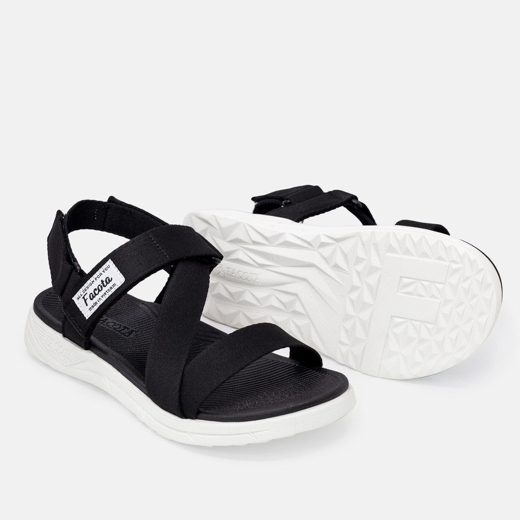 FACOTA | Giày dép sandal nam, nữ Unisex thể thao đen đế trắng đi học, đi chơi NN02