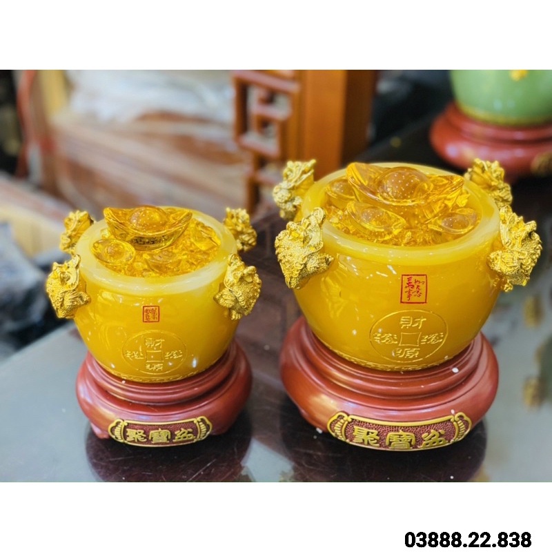 Bát tụ bảo ngọc chiêu tài chiêu lộc cao 18 cm hàng cao cấp SIÊU RẺ màu vàng