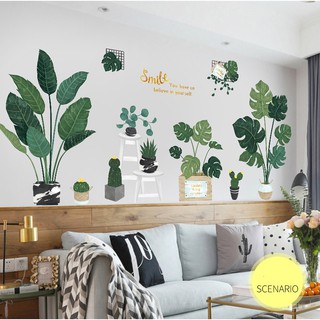 Decal dán tường Combo chậu cây size to