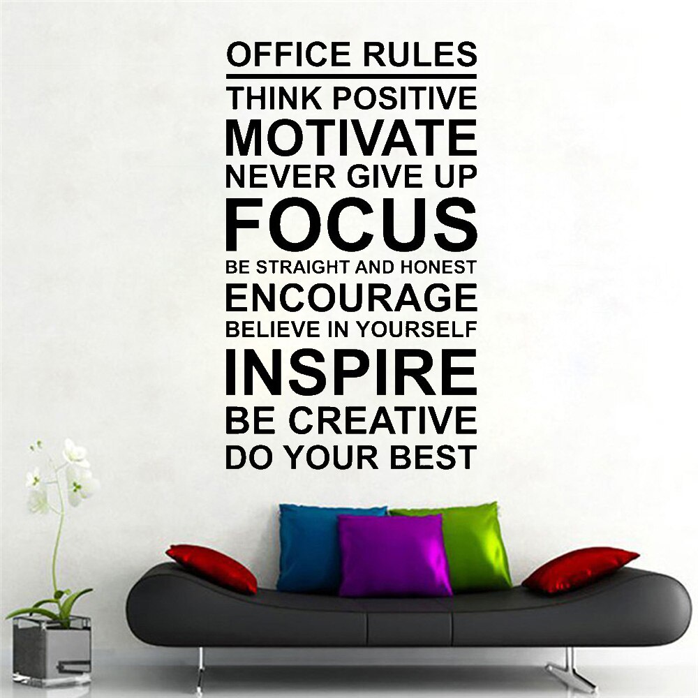 Decal dán tường tiếng anh trang trí văn phòng &quot;Office Rules&quot; (45 x 80 cm)
