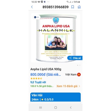 Anpha Lipit USA  loại 900 gram