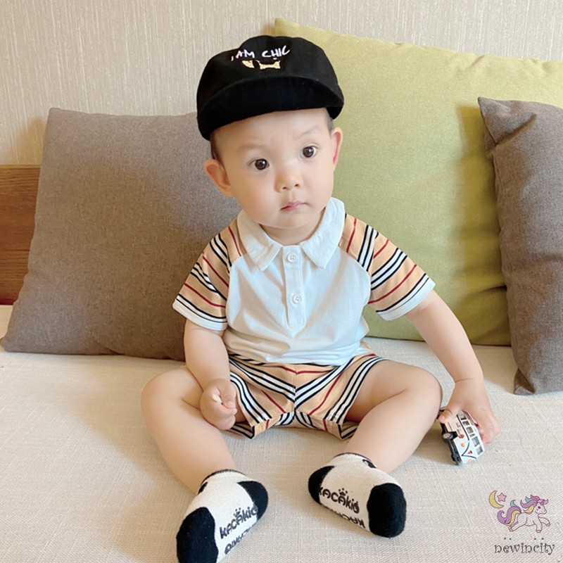 Set Áo Thun Kẻ Sọc + Quần Short Đáng Yêu Cho Bé Trai