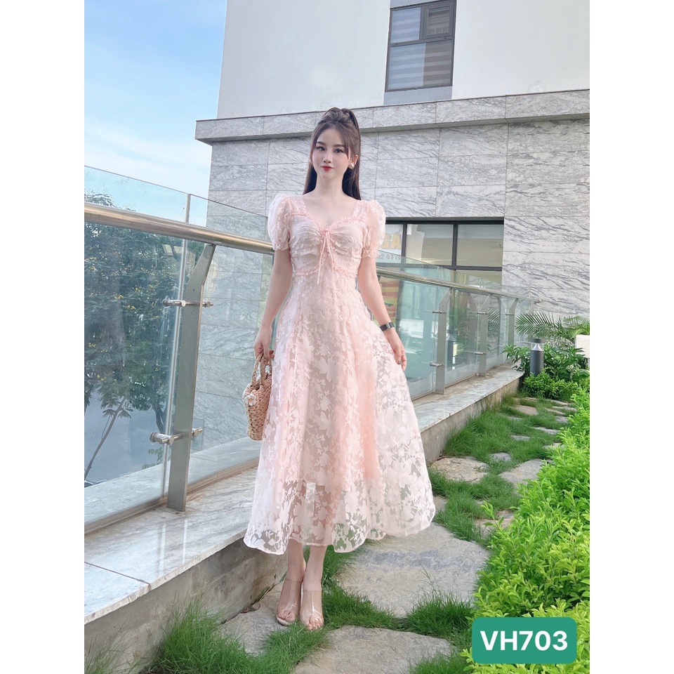Váy xòe 2 lớp ren dáng dài nhiều màu trẻ trung xinh xắn