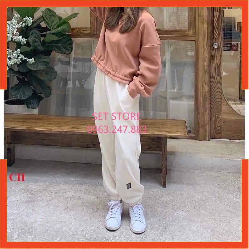 Quần jogger nữ ,chất len tăm dày đẹp, quần nữ ống rộng in bò sữa CH12