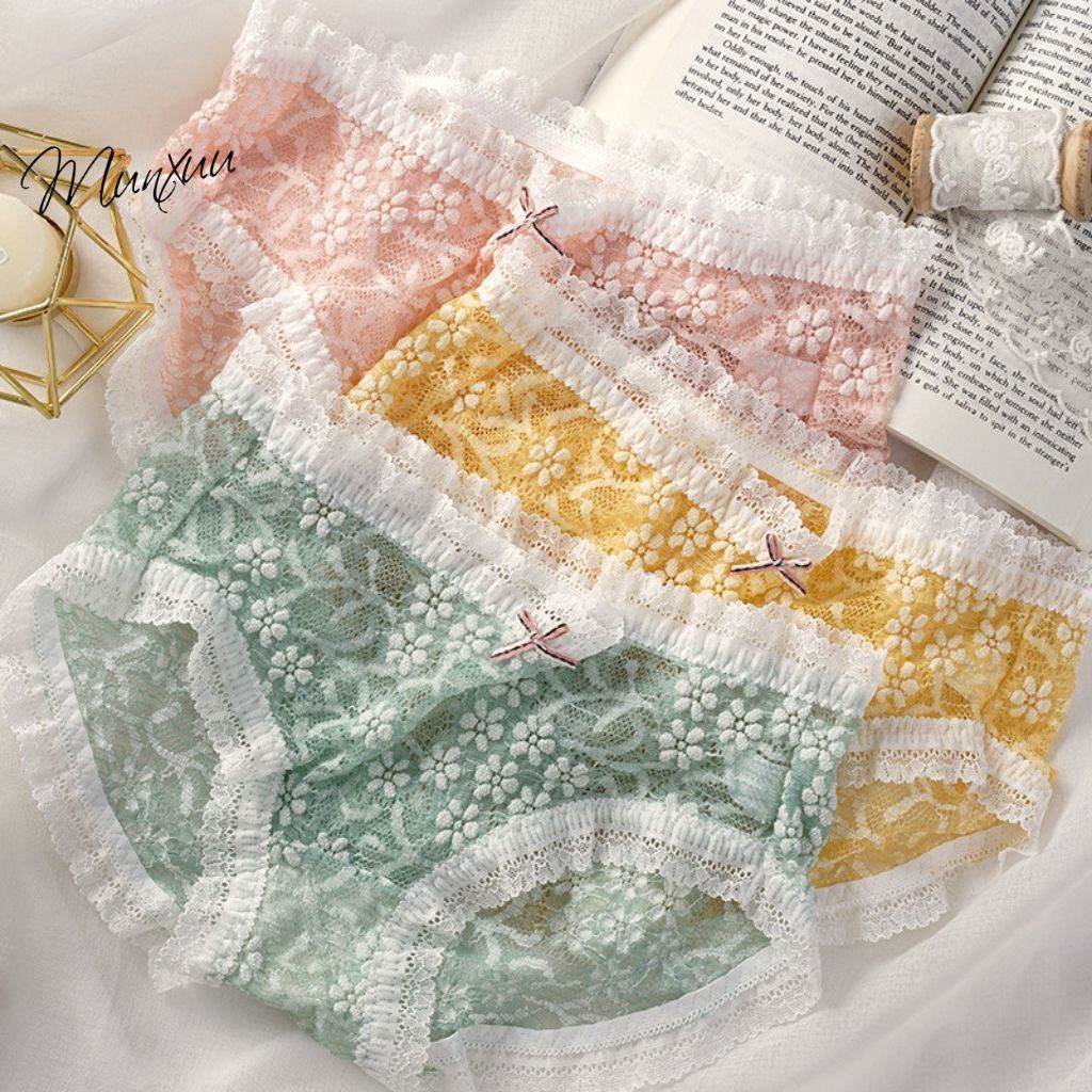 Quần lót ren thêu hoa cao cấp Munxuu xuyên thấu gợi cảm, màu pastel ngọt ngào - QC114