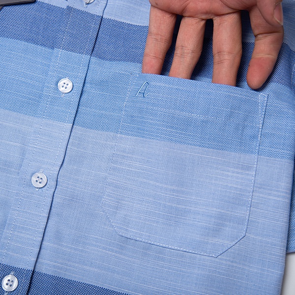 Áo Sơ Mi Nam Công Sở Trung Niên Thương Hiệu Anton Xanh Dương Kẻ Caro Ngắn Tay Vải Sợi Tre - GD566