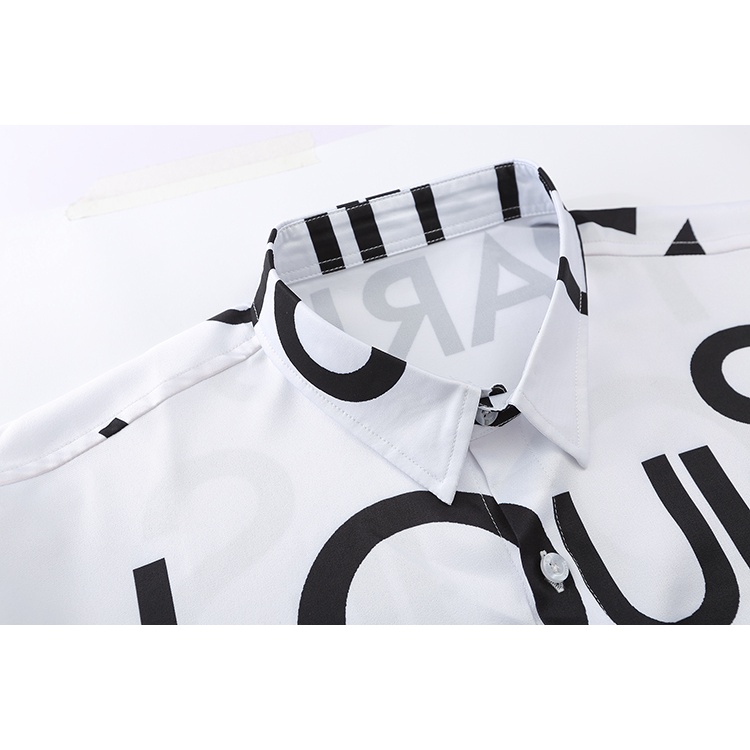 Áo Sơ Mi Tay Dài Dáng Ôm Thêu Họa Tiết Louis Vuitton Phong Cách Đường Phố Thời Trang 2022 Mới