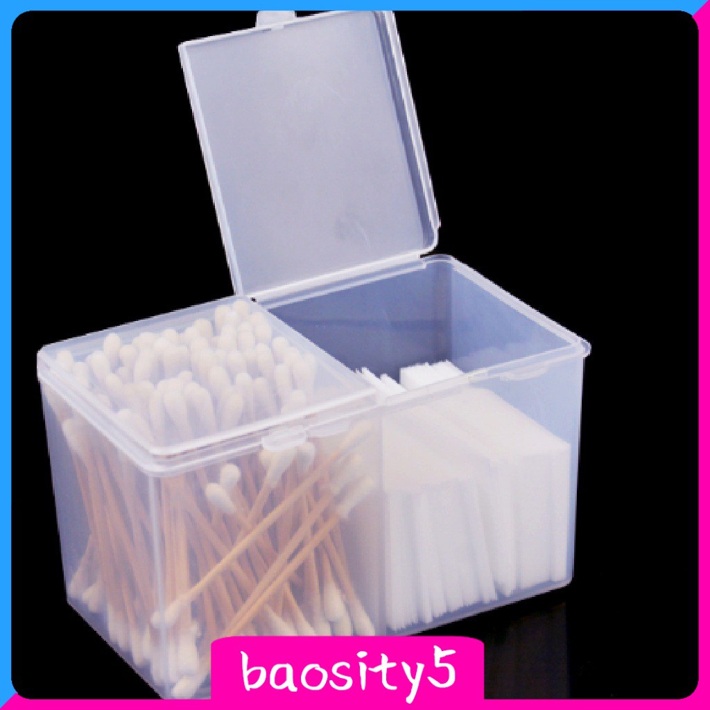 (Hàng Mới Về) Hộp Đựng Bông Tẩy Trang 2 Ngăn Bằng Nhựa Tiện Dụng