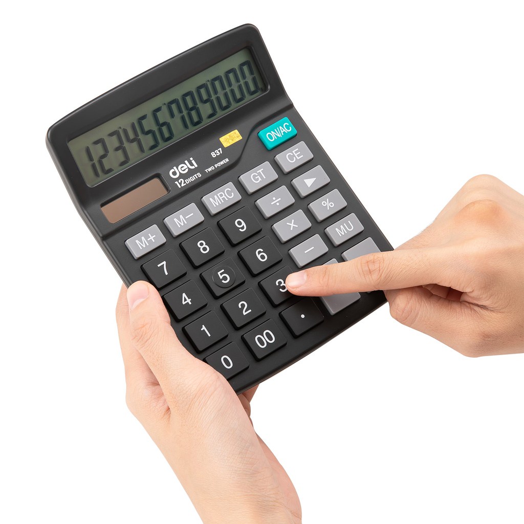 Máy Tính Cầm Tay Văn Phòng Để Bàn 12 Số Tiện Lợi Deli - Phù Hợp Học Sinh Văn Phòng Máy Tính Toán Cửa Hàng Tính Tiền