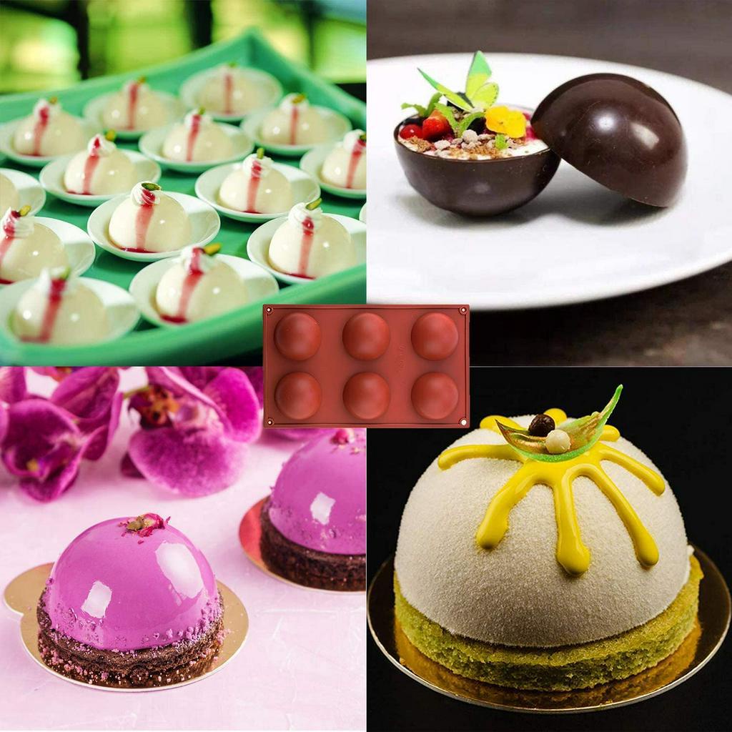 Khuôn Silicon ANAEAT Làm Bánh Cupcake Muffin Socola 6 Lỗ Hình Bán Cầu DIY