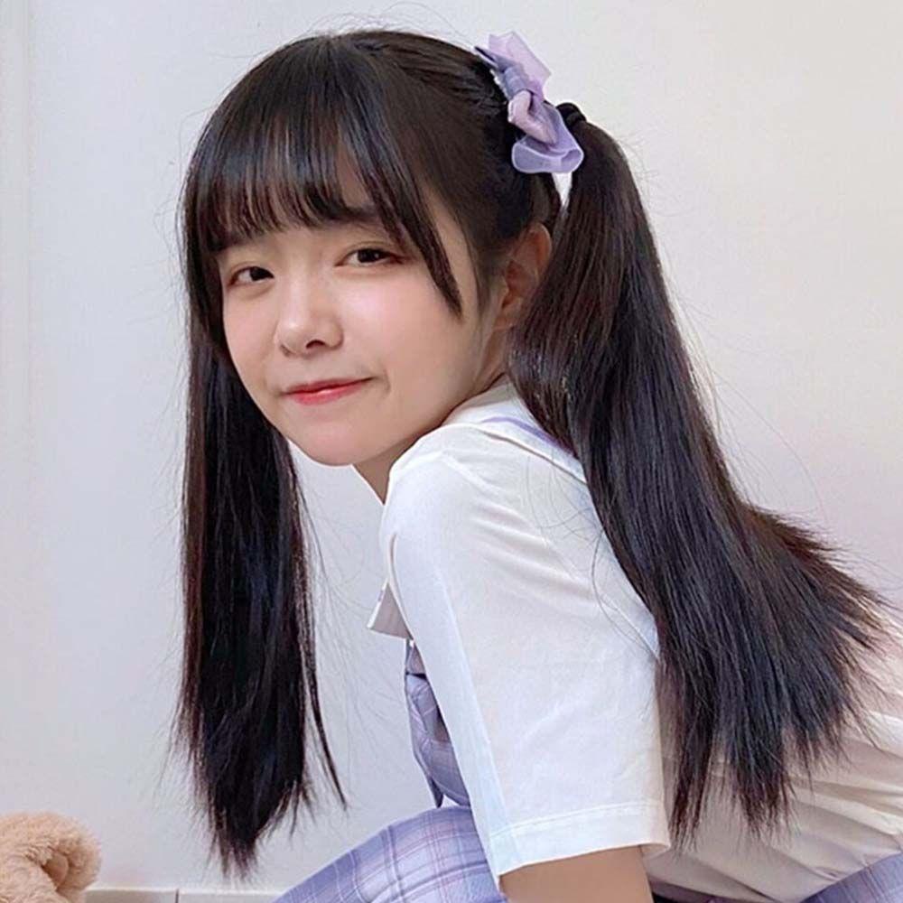 Tóc Giả Đuôi Ngựa Thẳng Dài Màu Đen Bằng Sợi Tổng Hợp Kháng Nhiệt Hóa Trang Lolita