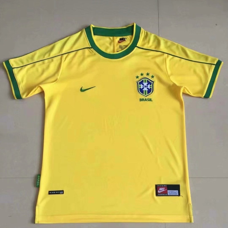 Áo Thun Bóng Đá Ngắn Tay Phong Cách Brazil 1998 Size S-XXL