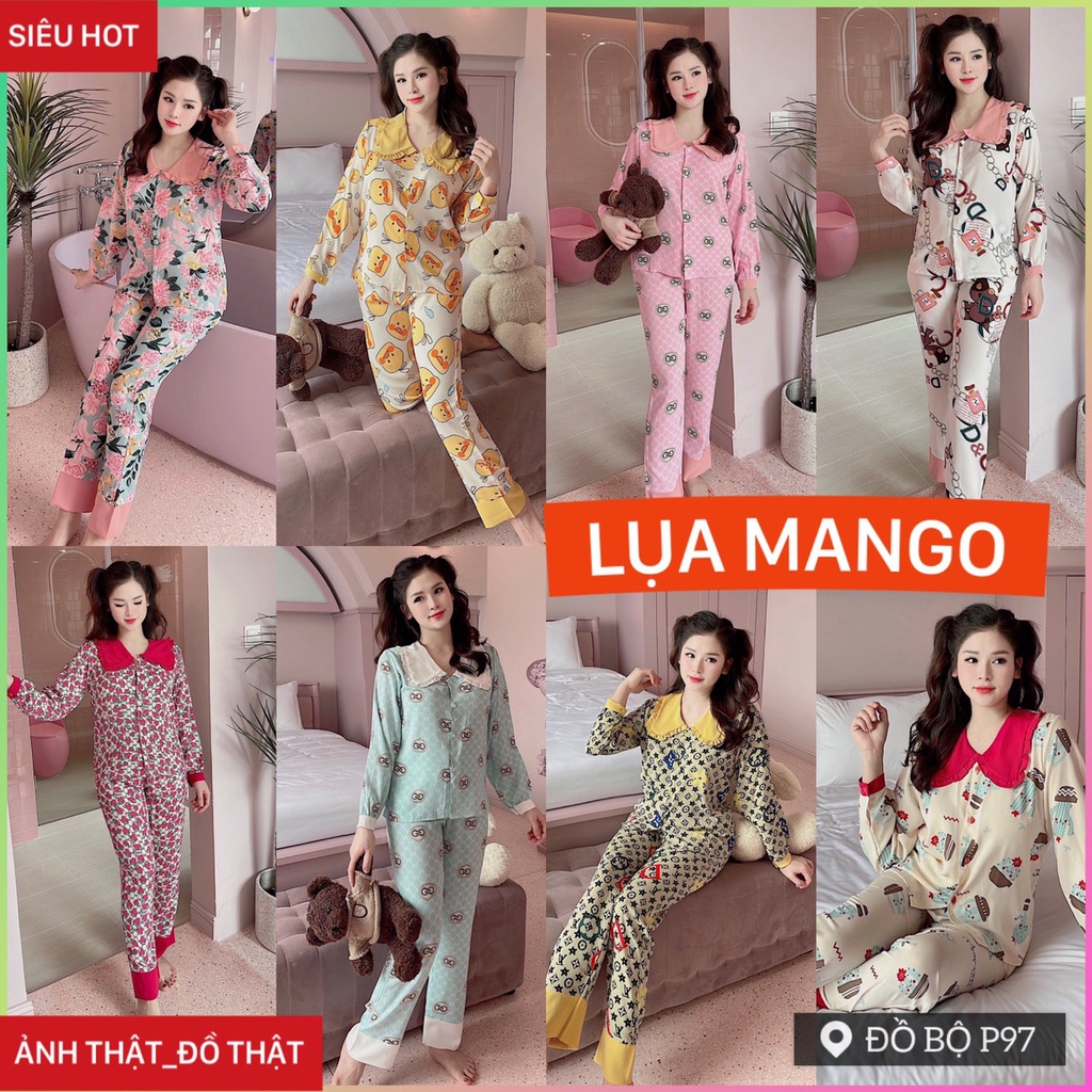 pijama nữ tay dài quần dài dể thương, đồ bộ mặc nhà lụa mango, latin cao cấp mệm mịn mát tay, giá rẻ tận xưởng free ship