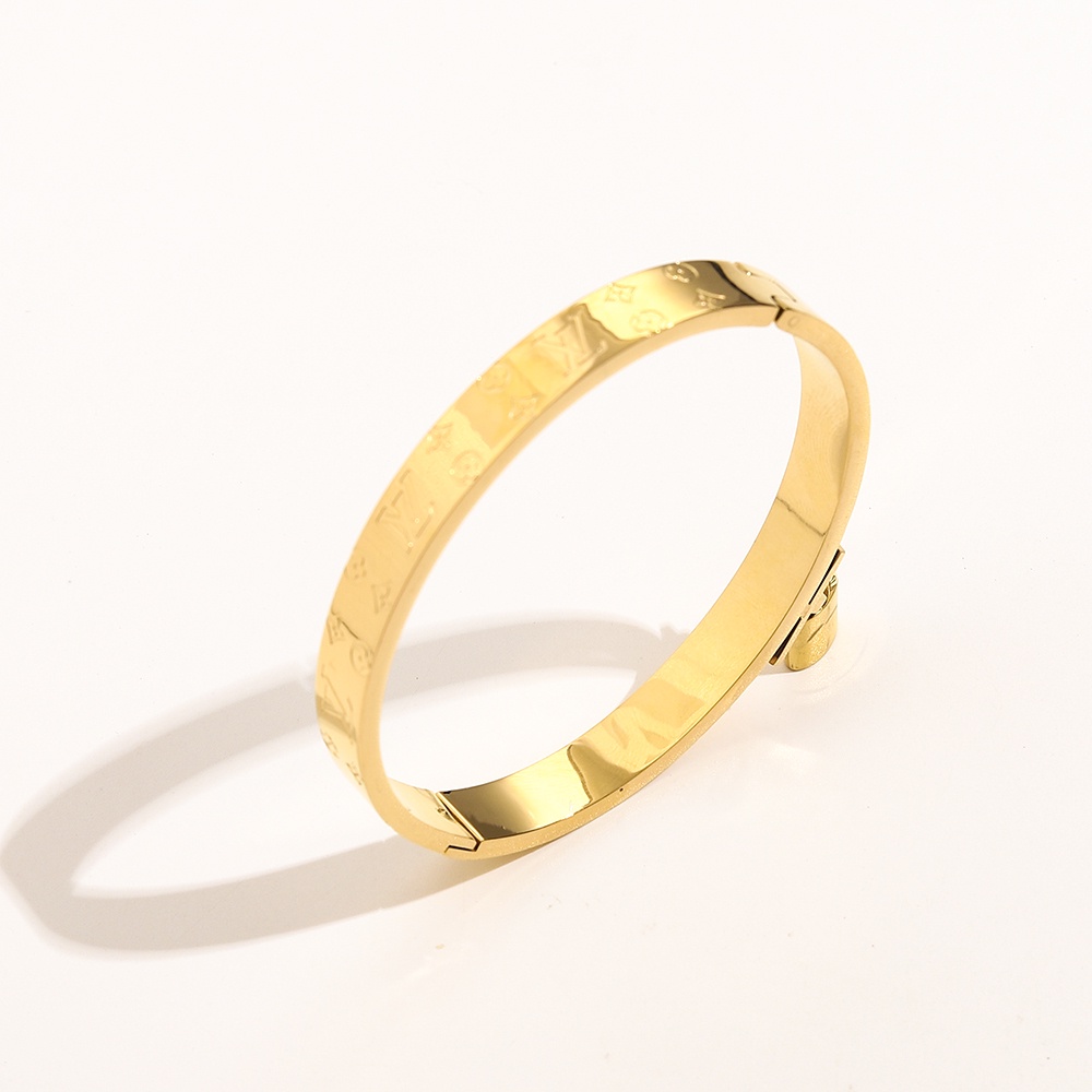 LOUIS VUITTON Vòng Đeo Tay Bằng Thép Titan Họa Tiết Chữ LV Sang Trọng