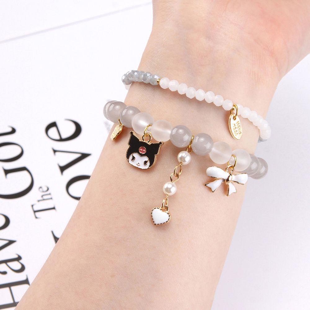 Qqmall Vòng Đeo Tay Hai Lớp Handmade Mặt Hình Cún Thắt Nơ Mymelody Dễ Thương Làm Quà Tặng Cho Bạn Gái