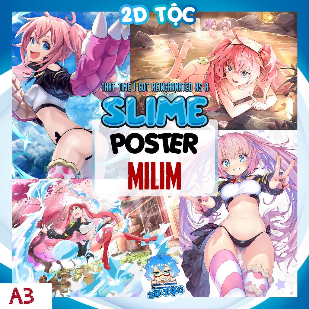 TRANH POSTER A3 MILIM ANIME MANGA CHUYỂN SINH THÀNH SLIME CHẤT LIỆU GIẤY CAO CẤP - 2D TỘC SHOP