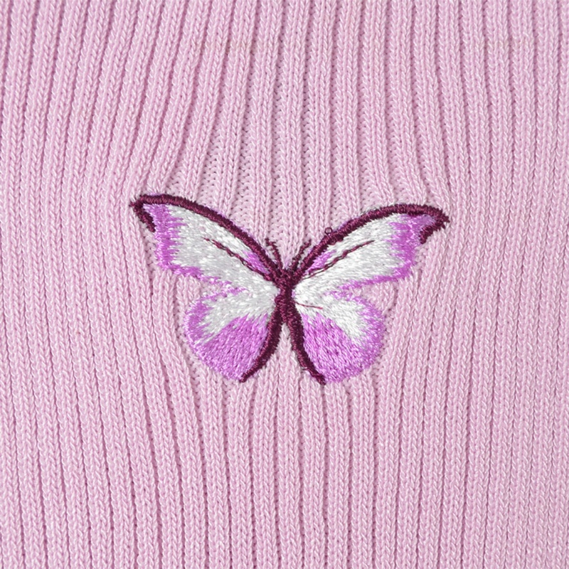 Áo Tank Top Hai Dây Ôm Dáng Họa Tiết Bướm Xinh Xắn Cho Nữ