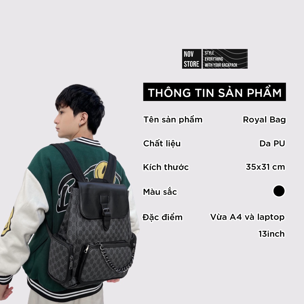 Balo da kiểu dáng sang trọng [tặng kèm túi khí] đứng form như hình, chống thấm nước - ROYAL BAG, novstore