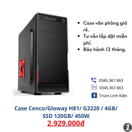 Bộ Case máy tính văn phòng giá chỉ từ 3tr. Cây lắp cài đặt theo yêu cầu.